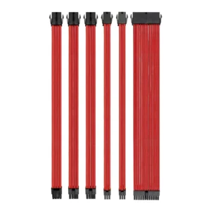 Noua Anix Kit Cavi Sleevato Rosso – Kit Prolunga Estensione in Nylon, 300mm, con Pettini, per Alimentatori Modulari