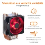 Amazon Basics Ventola Raffreddamento CPU – Dissipatore ad Aria con 4 Heat Pipes Direct Contact e LED RGB PWM - immagine 6