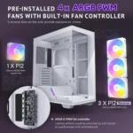Antec C3 ARGB WHITE – Mid Tower Gaming Case Panoramico con 4 Ventole ARGB Preinstallate - immagine 6