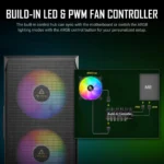 Antec NX416L – Case Gaming Mid Tower, 3 Ventole ARGB Preinstallate, Pannello in Vetro Temperato, Supporto Radiatore 240 mm - immagine 9