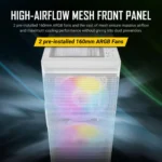 Antec NX416L WHITE – Gaming Case Mid Tower Bianco,3 Ventole ARGB Preinstallate, Pannello in Vetro Temperato, Radiatori da 240 mm - immagine 3