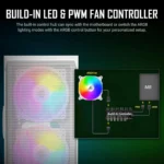 Antec NX416L WHITE – Gaming Case Mid Tower Bianco,3 Ventole ARGB Preinstallate, Pannello in Vetro Temperato, Radiatori da 240 mm - immagine 9