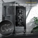 Antec P20C – Mid Tower E-ATX Gaming Case con Pannello Mesh, 3 Ventole PWM Preinstallate e Supporto Radiatori 360mm - immagine 9