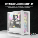 Corsair iCUE 4000D RGB AIRFLOW White – Case Mid Tower ATX con Design High-Airflow, 3 Ventole AF120 RGB ELITE Incluse, Controller iCUE Lighting Node PRO e Gestione Cavi RapidRoute - immagine 2