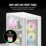 Corsair iCUE 4000D RGB AIRFLOW White – Case Mid Tower ATX con Design High-Airflow, 3 Ventole AF120 RGB ELITE Incluse, Controller iCUE Lighting Node PRO e Gestione Cavi RapidRoute - immagine 4