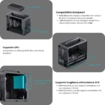 Jonsbo Jonsplus Z20 Tempered Glass Black – Case Mini Tower 20L con Vetro Temperato, Micro-ATX, GPU fino a 363mm - immagine 3