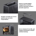 Jonsbo Jonsplus Z20 Tempered Glass Black – Case Mini Tower 20L con Vetro Temperato, Micro-ATX, GPU fino a 363mm - immagine 4