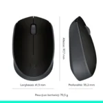 Logitech B170 – Mouse Wireless 2.4GHz Compatto con Nano Ricevitore USB, 1000 DPI, Ambidestro - immagine 12
