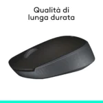 Logitech B170 – Mouse Wireless 2.4GHz Compatto con Nano Ricevitore USB, 1000 DPI, Ambidestro - immagine 8
