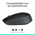 Logitech B170 – Mouse Wireless 2.4GHz Compatto con Nano Ricevitore USB, 1000 DPI, Ambidestro - immagine 9