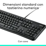 Logitech MK120 – Kit Tastiera e Mouse USB Cablati Full Size Resistenti agli Schizzi, layout Italiano - immagine 5