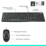 Logitech MK120 – Kit Tastiera e Mouse USB Cablati Full Size Resistenti agli Schizzi, layout Italiano - immagine 8