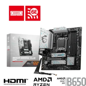 MSI B650M GAMING PLUS WIFI – Scheda Madre Micro-ATX, Socket AM5, DDR5, PCIe 4.0, USB 3.1, Wi-Fi 6E, LAN 2.5G, Bluetooth 5.3 [911-7E24-008]