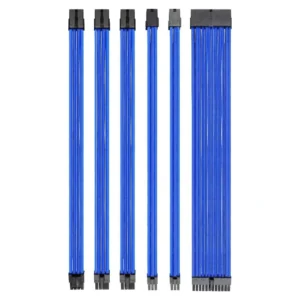 Noua Anix Kit Cavi Sleevato Blu – Kit Prolunga Estensione in Nylon, 300mm, con Pettini, per Alimentatori Modulari