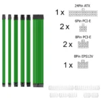 Noua Anix Kit Cavi Sleevato Verde – Kit Prolunga Estensione in Nylon, 300mm, con Pettini, per Alimentatori Modulari - immagine 3