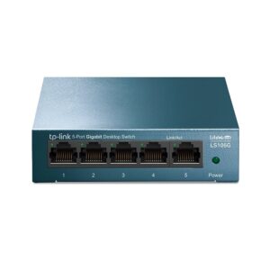 TODO: TP-Link LS105G Switch Ethernet 5 Porte Gigabit, 5 porte RJ45 10/100/1000Mbps Auto-MDI/MDIX, QoS 802.1p/DSCP, Struttura in Metallo, Silenzioso, Plug & Play, Montaggio Desktop o a Parete, Tecnologia Green Ethernet