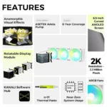 TRYX PANORAMA SE ARGB 360 WHITE – Dissipatore AIO 360mm con Display AMOLED Curvo 6.67”, Modulo Rotabile, Pompa Asetek Adela e Ventole ARGB Preinstallate - immagine 5