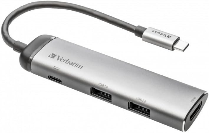 TODO: Verbatim USB-C Multiport Hub con HDMI 4K, 2 USB 3.0 e Ricarica USB-C, Adattatore per Laptop e MacBook, 49140 - immagine 1