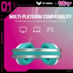 ASUS TUF Gaming H1 Gen II Hatsune Miku Edition – Cuffie Gaming USB, 40mm Essence, Surround 7.1, Microfono TeamSpeak - immagine 6