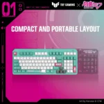 ASUS TUF Gaming K3 Gen II Hatsune Miku Edition – Tastiera Gaming Meccanica Compatta 96% RGB con Switch Ottico-Meccanici Rossi, IP57, Aura Sync e Layout US (ANSI) - immagine 7