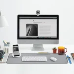 Logitech Desk Mat Mid Grey – Tappetino Scrivania 700 × 300 mm, Tessuto Riciclato, Base Antiscivolo, Grigio - immagine 9