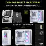 MSI MAG PANO 100R PZ – Case Gaming Mid Tower, ATX, Panoramico 270°, 4 Ventole ARGB, Supporto Radiatori 360mm - immagine 4