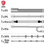 MSI MAG A850GL PCIE5 850W – Alimentatore ATX 3.0 80 Plus Gold con PCIe 5.1, Full Modular, pronto per GPU di nuova generazione, Nero - immagine 7
