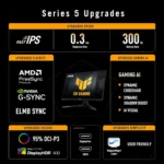 ASUS TUF Gaming VG27AQM5A – Monitor Gaming 27" QHD (2560×1440), 300Hz, Fast IPS, 0.3ms, FreeSync Premium, G-SYNC Compatible, 95% DCI-P3 - immagine 3