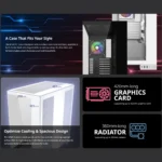 FSP M540 – Case Mid Tower Gaming, Dual Glass, 4x Ventole ARGB Reverse, Supporto Back-Connect, Radiatore 360mm, GPU 420mm - immagine 4