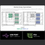 FSP M540 – Case Mid Tower Gaming, Dual Glass, 4x Ventole ARGB Reverse, Supporto Back-Connect, Radiatore 360mm, GPU 420mm - immagine 5