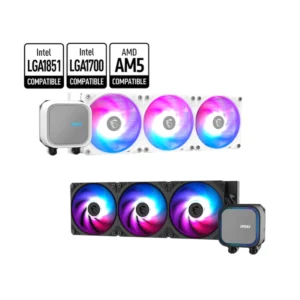 MSI MAG CORELIQUID A13 360 / WHITE – Dissipatore Liquido AIO 360 mm con ARGB, Pompa 3800 RPM, Tubazioni EPDM e Ventole CycloBlade 7