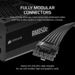 CORSAIR RM850e (2025) – Alimentatore ATX 850W Modulare ATX 3.1 PCIe 5.1 Cybenetics Gold con 12V-2x6 per GPU - immagine 8