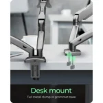 ICY BOX IB-MS204-T – Supporto da Scrivania per Doppio Monitor fino a 32", VESA 75/100, Bracci Regolabili - immagine 6