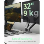 ICY BOX IB-MS204-T – Supporto da Scrivania per Doppio Monitor fino a 32", VESA 75/100, Bracci Regolabili - immagine 7