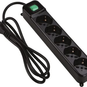 TODO: Tecnoware Power Systems - Multipresa Elettrica con 5 Uscite SCHUKO/Italia 10/16A | Interruttore Luminoso | Child Protection | Cavo 150 cm | Eco-Friendly, Nero, 5 Uscite, Tecnoware