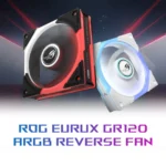 ASUS ROG Eurux GR120 ARGB Reverse Fan White Edition Single Pack – Ventola 120mm Reverse PWM 2200 RPM, 70 CFM, 3,0 mmH₂O e Aura Sync - immagine 2